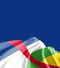 Central African Republic national flag cloth fabric waving - Image