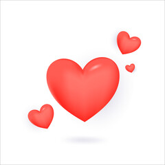 3D Heart icon vector 10 eps design. Like and Heart icon. Upvote likes button. Social nets red heart web buttons isolated on white background.