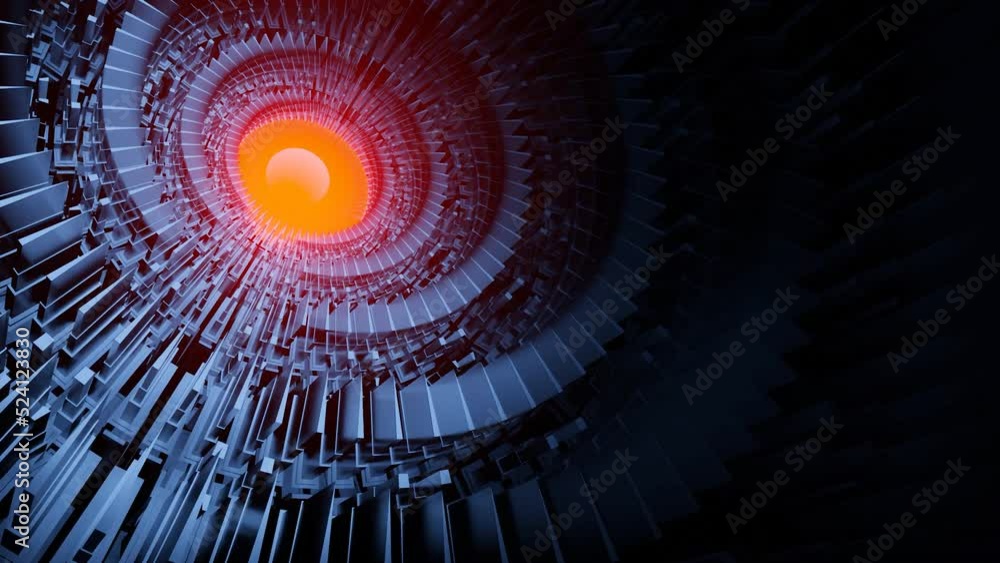 Poster ufo spaceship hovering in the sky. design. rotating turbines of an alien space craft with an energy 