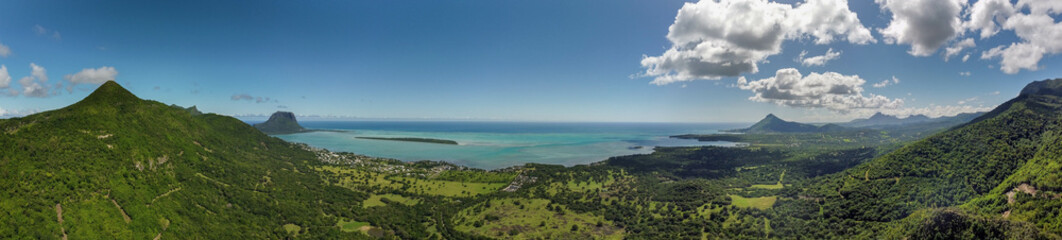 Panoramic view of tropical forests in Mauritius