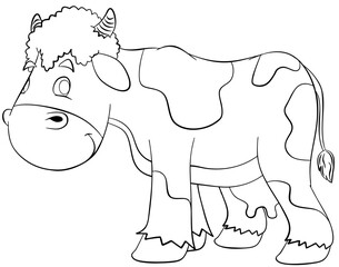 Cow. Element for coloring page. Cartoon style.