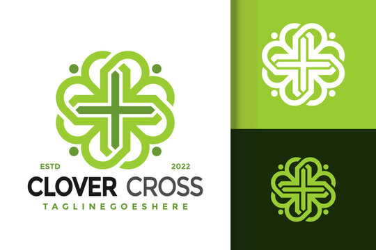 Linear Clover Cross Logo Design, brand identity logos vector, modern logo, Logo Designs Vector Illustration Template