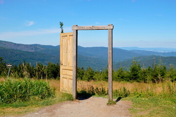 Open door at the top of Pancíř in Šumava - Czech Republic, Bohemian forest (Šumava)