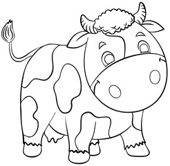 Cow. Element for coloring page. Cartoon style.