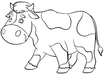 Cow. Element for coloring page. Cartoon style.