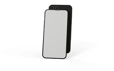 3d smartphone with blank screen isolated