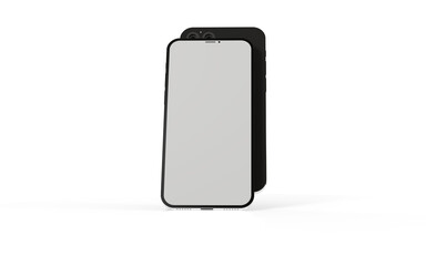 3d smartphone with blank screen isolated