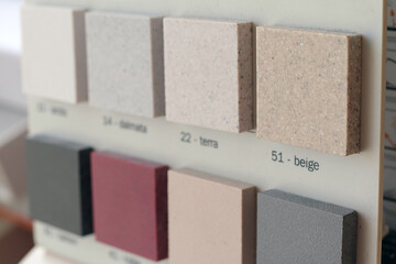 Stone samples for design, close up                       