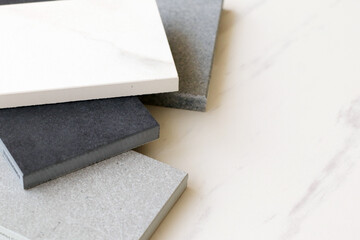 Stone samples for design, close up                       