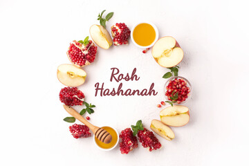 Rosh Hashanah, Jewish New Year Autumn Holiday Background.