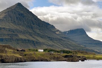 Teigarhorn farm under the mountain Búlandstindur in the east of Iceland.