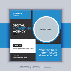 Digital Marketing Agency Corporate Social Media Post Banner Design, Modern Layout Vector Template, Professional Business Square Banner Design
