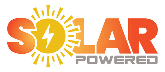 Solar Powered Banner | Renewable Energy and Electricity Graphic | Logo for Companies Specializing in Panel Installation