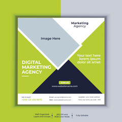Naklejka premium Digital Marketing Agency Corporate Social Media Post Banner Design, Modern Layout Vector Template, Professional Business Square Banner Design 