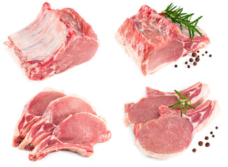 raw pork meat isolated on white background. clipping path