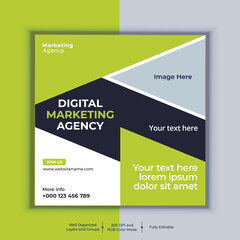 Digital Marketing Agency Corporate Social Media Post Banner Design, Modern Layout Vector Template, Professional Business Square Banner Design
