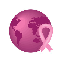 breast cancer world and ribbon