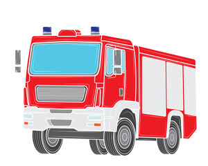 Fire truck ambulance car.Side view.Vector illustration.