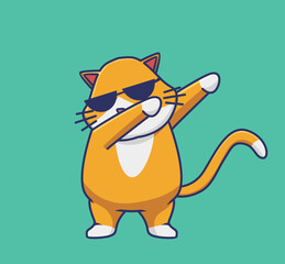 cute dubbing style cat. cartoon animal nature concept Isolated illustration. Flat Style suitable for Sticker Icon Design Premium Logo vector. Mascot Character