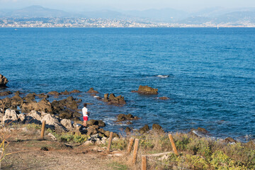 France, French Riviera, Antibes, sea view from Grimaldi Castle