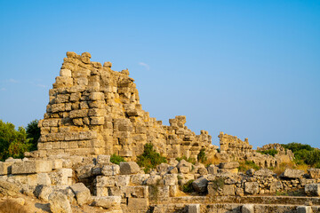 Remains of a Roman aqueduct in Side, Turkey