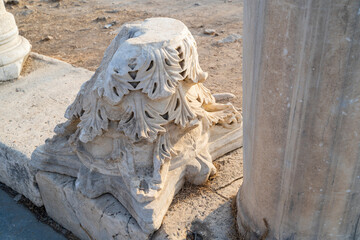 Ancient column in Side, Turkey.