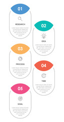 Vertical infographic design with icons and 5 options or steps. Thin line. Infographics business concept. Can be used for info graphics, flow charts, presentations, mobile web sites, printed materials.