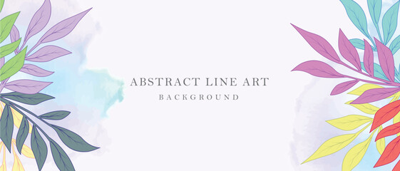 Watercolor Abstract Background with Colorful leaves 
