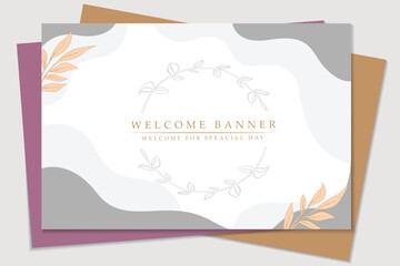 Welcome Banner Design with Leaves Background 