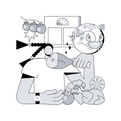 Paleo diet abstract concept vector illustration. Weight-loss diet, fresh vegetable salad, healthy organic food, uncooked fish, vegetarian plate, healthy lifestyle, vitamin abstract metaphor.