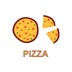 Pizza illustration.  Vector Pizza for cafe, restaurant or food delivery service. Pizza logo template.