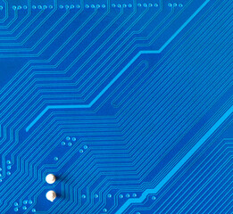 Modern printed circuit board, electronic circuit board, textolite. Background banner.