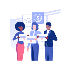 Employee scolarship isolated concept vector illustration. Group of diverse people getting student loan payment, corporate culture, company rules, tuition assistance program vector concept.