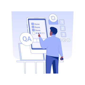 Automated Testing Isolated Concept Vector Illustration. QA Engineer Controls Automated Software Testing, IT Company Worker, App Development Process, Quality Assurance Vector Concept.