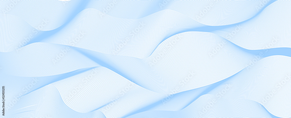 Poster Luxury background design with wavy line abstract blue pattern isolated on white background. Vector horizontal template for business banner, premium invitation, voucher, prestigious gift certificate.