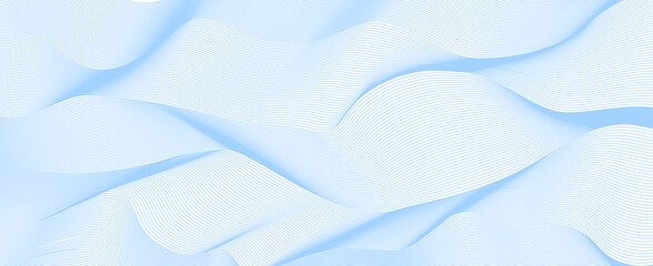 Luxury background design with wavy line abstract blue pattern isolated on white background. Vector horizontal template for business banner, premium invitation, voucher, prestigious gift certificate.