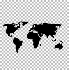world map with transparent background