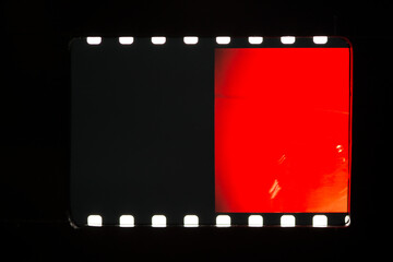 Black and red color Retro Film negative frames background, texture. Copy space.