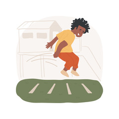 Jumping forward isolated cartoon vector illustration. Jumping forward exercise, physical development milestone, preschool children movement, kindergarten sport activity, daycare vector cartoon.