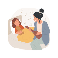 Sleeping regime isolated cartoon vector illustration. Caregiver put child to bed, sing lullaby, ensure sleeping regime, bedtime, in-home help with children, professional service vector cartoon.