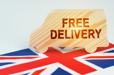 On the flag of Great Britain there is a truck with an inscription - Free delivery