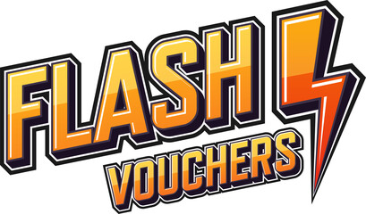 Flash vouchers, Speech poster. Text art online marketing design