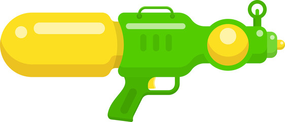 Water gun. yellow and green color guns toy flat design