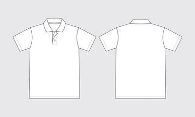 Blank polo shirt mockup front and back view technical fashion illustration vector template
