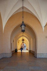 Fototapeta premium The picture shows the entrance to the courtyard of an ancient castle called Wawel in Krakow, Poland