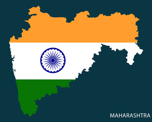 Maharashtra state map with Indian flag