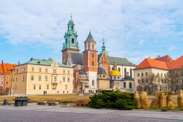 Raamstickers Wawel-heuvel met kathedraal en kasteel in Krakau © k_samurkas