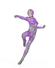 space runner girl is doing a comic action pose