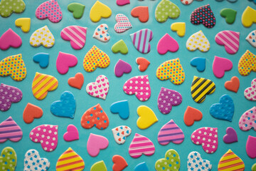 cute hearts stickers for design on blue background