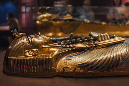 Brno, Czech Republic - August 16 2022: Exhibition with replicas of original Egyptian pieces, dedicated to Tutankhamun.
